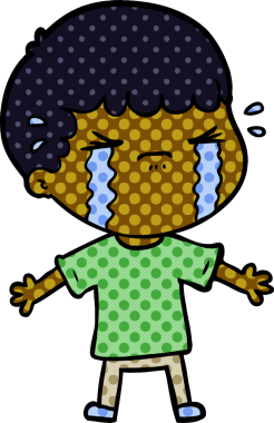 Bir insan tarafından çizilmiş ağlayan çizgi film adamı.