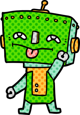 Bir insan tarafından çizilmiş çizgi film robotu