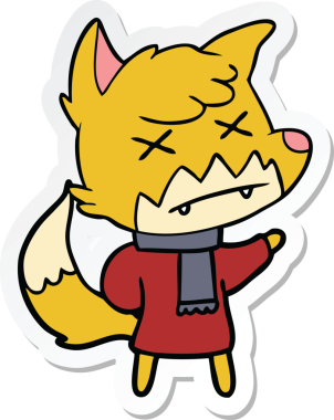 Bir insan tarafından çizilmiş ölü tilki etiketi.