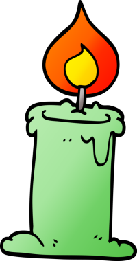 Bir insan tarafından çizilmiş karikatür yanan mum.