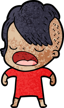 Bir insan tarafından çizilmiş havalı hippi kız çizgi filmi.