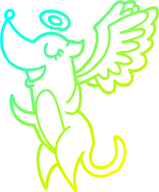 Bir insan tarafından çizilmiş bir karikatür melek köpeği çizimi.