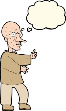 Bir insan tarafından çizilmiş düşünce baloncuğu olan bir adam.