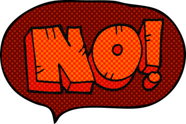 El yazısıyla çizilmiş çizgi roman konuşma balonu No! Bir insan tarafından çizilmiş bağır