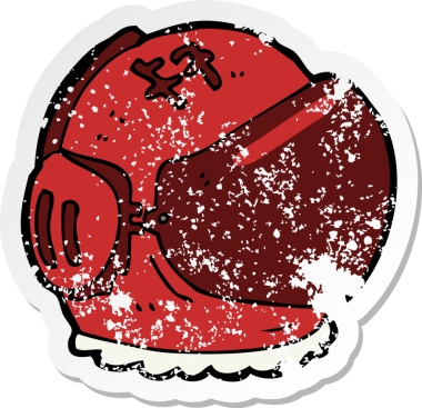 Bir insan tarafından çizilmiş bir astronot miğferinin gerilimli retro yapıştırması.