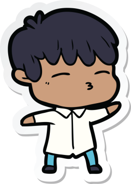 Bir insan tarafından çizilmiş meraklı bir çocuğun çıkartması.