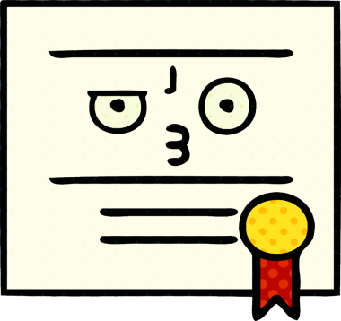 Bir insan tarafından çizilmiş mezuniyet diplomasının çizgi romanı.