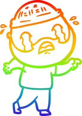 Bir insan tarafından çizilmiş ağlayan sakallı bir adamın çizimi.