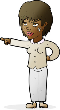 Bir insan tarafından çizilmiş çizgi film kadını.