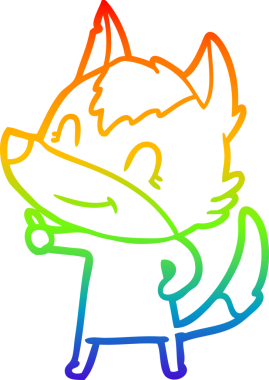 Gökkuşağı gradyan çizgisi. Bir insan tarafından çizilmiş dost bir kurt çizgi filmi.