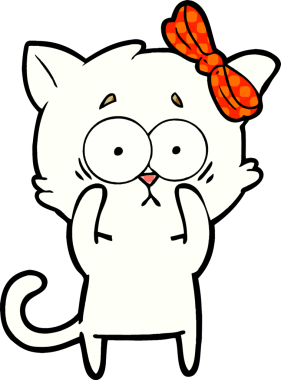 Bir insan tarafından çizilmiş çizgi film kedisi.