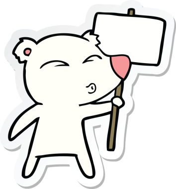 Bir insan tarafından çizilmiş karikatür kutup ayısının çıkartması.