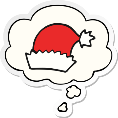 Düşünce baloncuklu çizgi film şapkası insan tarafından çizilmiş bir çıkartma.