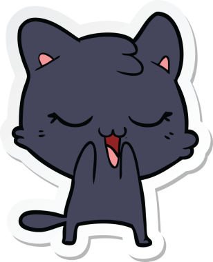 Bir insan tarafından çizilmiş çizgi film kedisinin çıkartması.