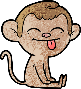 Bir insan tarafından çizilmiş komik çizgi film maymunu