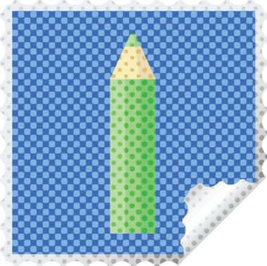 bir insan tarafından çizilmiş yeşil renkli kalem kare etiket