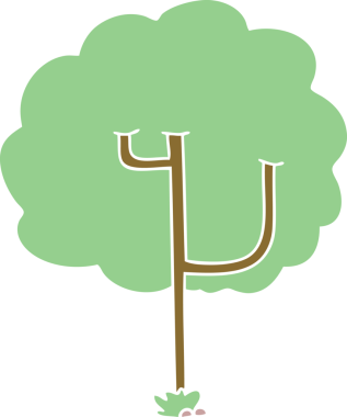 Bir insan tarafından çizilmiş tuhaf bir çizgi film ağacı.