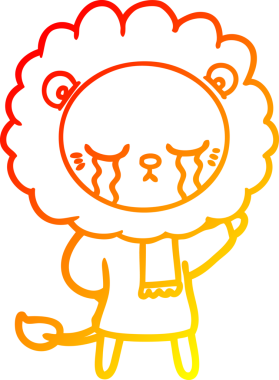 Bir insan tarafından çizilmiş, ağlayan bir aslanın sıcak çizgi çizgisi.