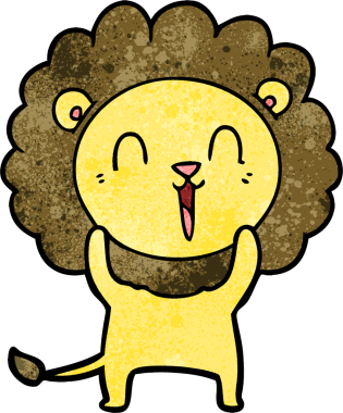 Bir insan tarafından çizilmiş gülen aslan çizgi filmi.