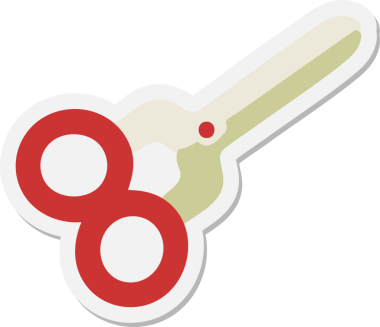 Bir insan tarafından çizilmiş bir makas çıkartması.