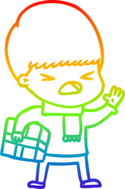 gökkuşağı gradyan çizgi çizimi bir insan tarafından çizilmiş stresli bir adam