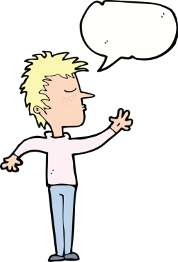 Bir insan tarafından çizilmiş konuşma balonlu bir karikatür.