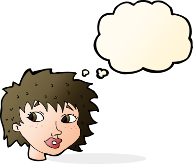 Bir insan tarafından çizilmiş düşünce balonlu bir karikatür.