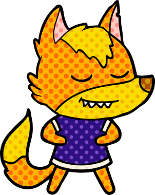 Bir insan tarafından çizilmiş tilki çizgi film karakteri