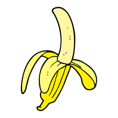 Bir insan tarafından çizilmiş karikatür muz.