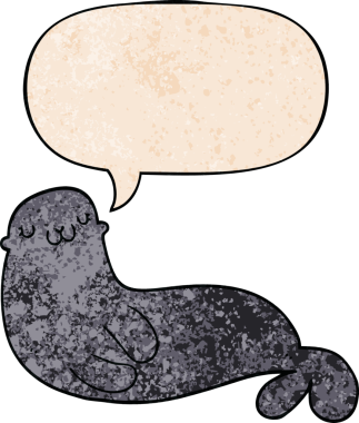 Bir insan tarafından çizilmiş eski moda konuşma baloncuklu şirin karikatür mührü.