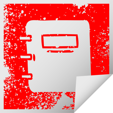 Bir insan tarafından çizilmiş not defterinin kare soyma etiketi.