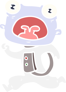 Düz renkli çizgi film. Garip uzaylı bir insan tarafından çizilmiş.