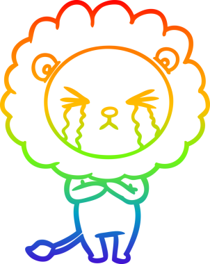 Bir insan tarafından çizilmiş ağlayan bir aslanın çizgi çizimi.