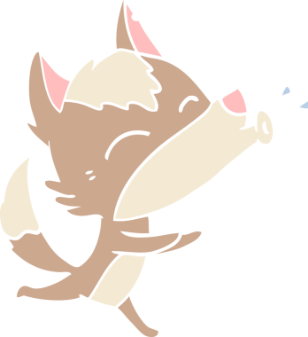 Uluyan Kurt düz renkli çizgi film bir insan tarafından çizildi.