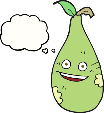 Bir insan tarafından çizilmiş serbest çizim balon karikatür armudu.