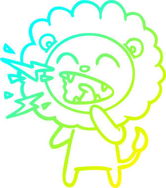 Bir insan tarafından çizilen kükreyen aslanın soğuk çizgi çizimi.