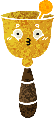 Bir insan tarafından çizilmiş okul çanının retro çizim stili karikatürü