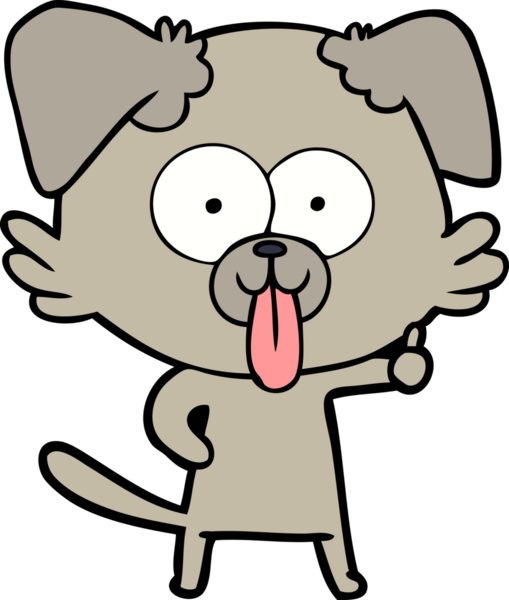 Bir insan tarafından çizilmiş dilli çizgi film köpeği.