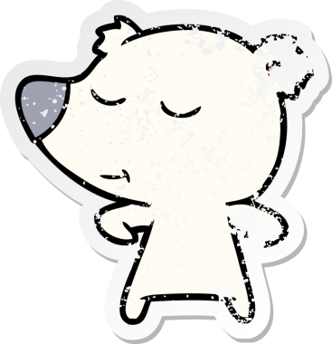 Bir insan tarafından çizilmiş mutlu bir kutup ayısının sıkıntılı çıkartması.