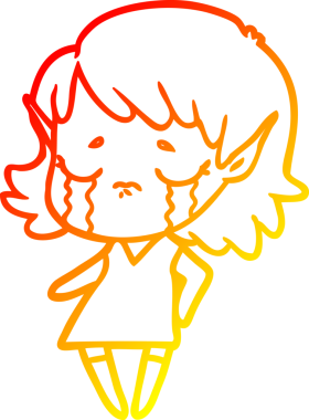 Bir insan tarafından çizilmiş, ağlayan bir elf kızı çizimi.