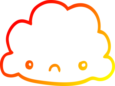 Bir insan tarafından çizilen karikatür bulutunun sıcak gradyan çizimi