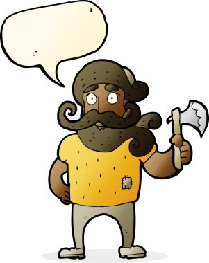 Bir insan tarafından çizilmiş baltalı bir oduncu.