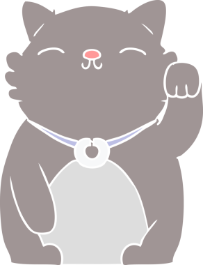 Bir insan tarafından çizilmiş düz renkli çizgi film kedisi.