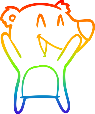 Bir insan tarafından çizilmiş gülen kutup ayısı çizgi filmi.