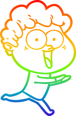 gökkuşağı gradyanı çizimi bir insan tarafından çizilmiş heyecanlı bir adam karikatürü