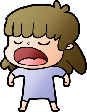 Çizgi filmdeki kadın bir insan tarafından yüksek sesle çizilmiş.