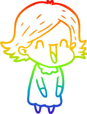 gökkuşağı gradyan çizimi bir insan tarafından çizilmiş mutlu bir kadın çizgi