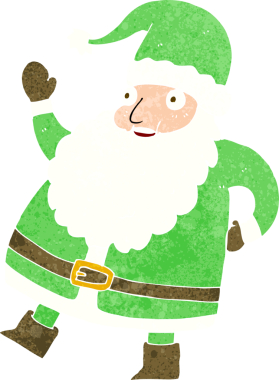 Bir insan tarafından çizilmiş komik bir Noel Baba çizgi filmi.