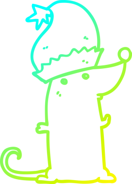 Bir insan tarafından çizilmiş noel şapkası giyen bir farenin çizimi.