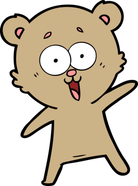 Bir insan tarafından çizilmiş gülen oyuncak ayı çizgi filmi.